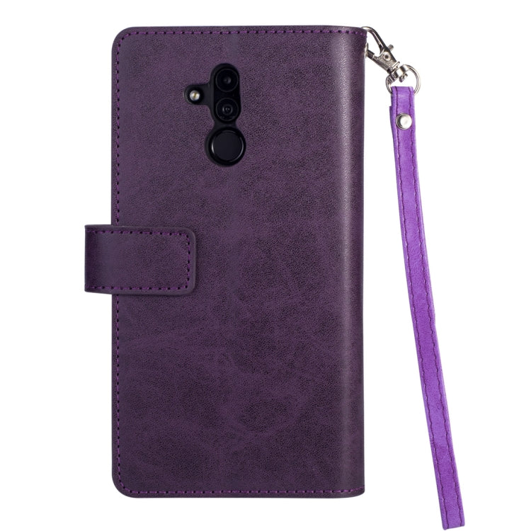 For Huawei Mate 20 lite Multifunctional Zipper Horizontal Flip Leather Case with Holder & Wallet & 9 Card Slots & Lanyard