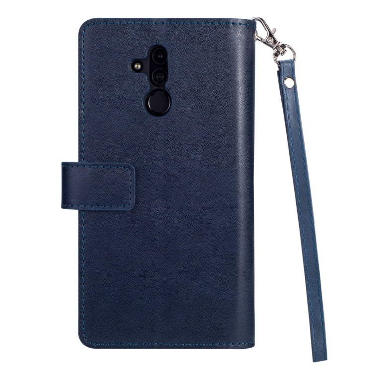 For Huawei Mate 20 lite Multifunctional Zipper Horizontal Flip Leather Case with Holder & Wallet & 9 Card Slots & Lanyard