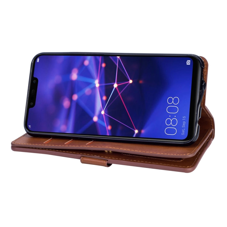 For Huawei Mate 20 lite Multifunctional Zipper Horizontal Flip Leather Case with Holder & Wallet & 9 Card Slots & Lanyard