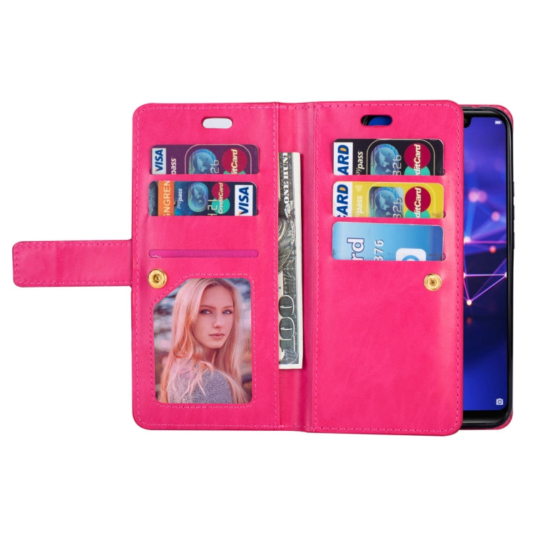 For Huawei Mate 20 lite Multifunctional Zipper Horizontal Flip Leather Case with Holder & Wallet & 9 Card Slots & Lanyard