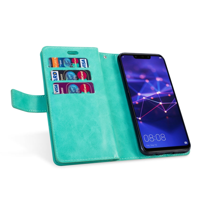 For Huawei Mate 20 lite Multifunctional Zipper Horizontal Flip Leather Case with Holder & Wallet & 9 Card Slots & Lanyard