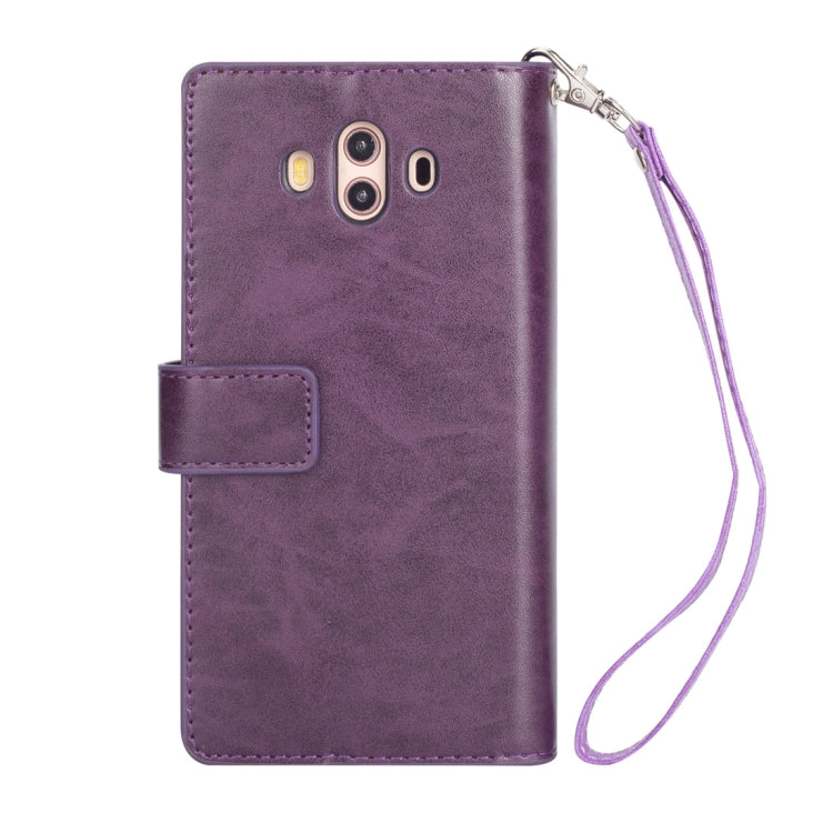 For Huawei Mate 10 Multifunctional Zipper Horizontal Flip Leather Case with Holder & Wallet & 9 Card Slots & Lanyard