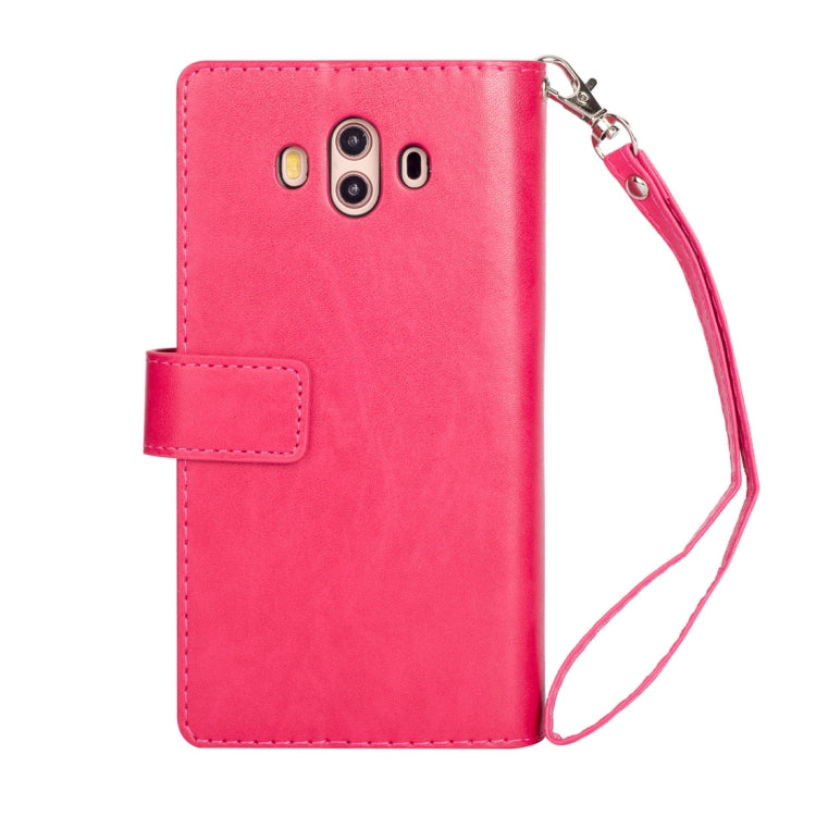 For Huawei Mate 10 Multifunctional Zipper Horizontal Flip Leather Case with Holder & Wallet & 9 Card Slots & Lanyard
