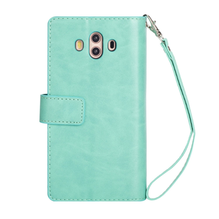 For Huawei Mate 10 Multifunctional Zipper Horizontal Flip Leather Case with Holder & Wallet & 9 Card Slots & Lanyard
