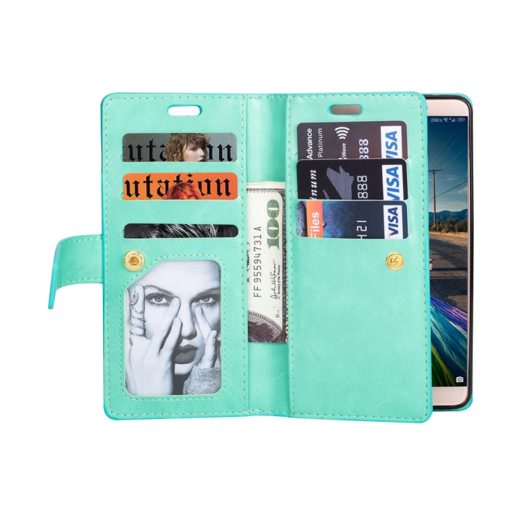 For Huawei Mate 10 Multifunctional Zipper Horizontal Flip Leather Case with Holder & Wallet & 9 Card Slots & Lanyard