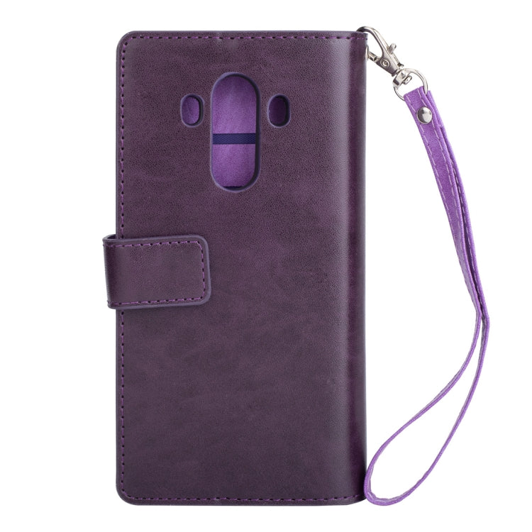 For Huawei Mate 10 Pro Multifunctional Zipper Horizontal Flip Leather Case with Holder & Wallet & 9 Card Slots & Lanyard