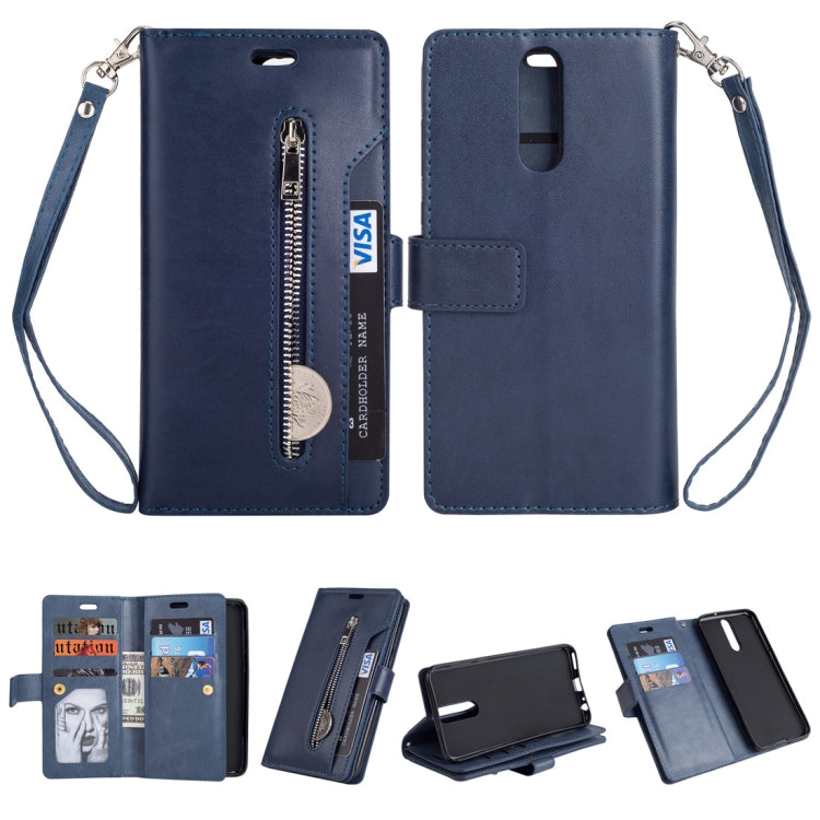 For Huawei Mate 10 Lite / Maimang 6 Multifunctional Zipper Horizontal Flip Leather Case with Holder & Wallet & 9 Card Slots & Lanyard