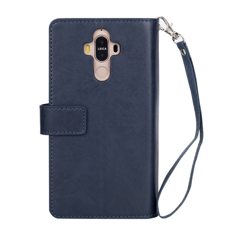 For Huawei Mate 9 Multifunctional Zipper Horizontal Flip Leather Case with Holder & Wallet & 9 Card Slots & Lanyard