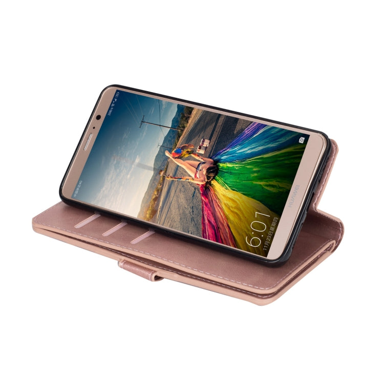 For Huawei Mate 9 Multifunctional Zipper Horizontal Flip Leather Case with Holder & Wallet & 9 Card Slots & Lanyard