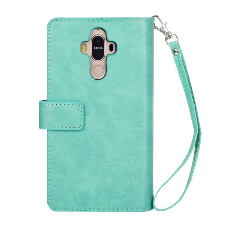 For Huawei Mate 9 Multifunctional Zipper Horizontal Flip Leather Case with Holder & Wallet & 9 Card Slots & Lanyard