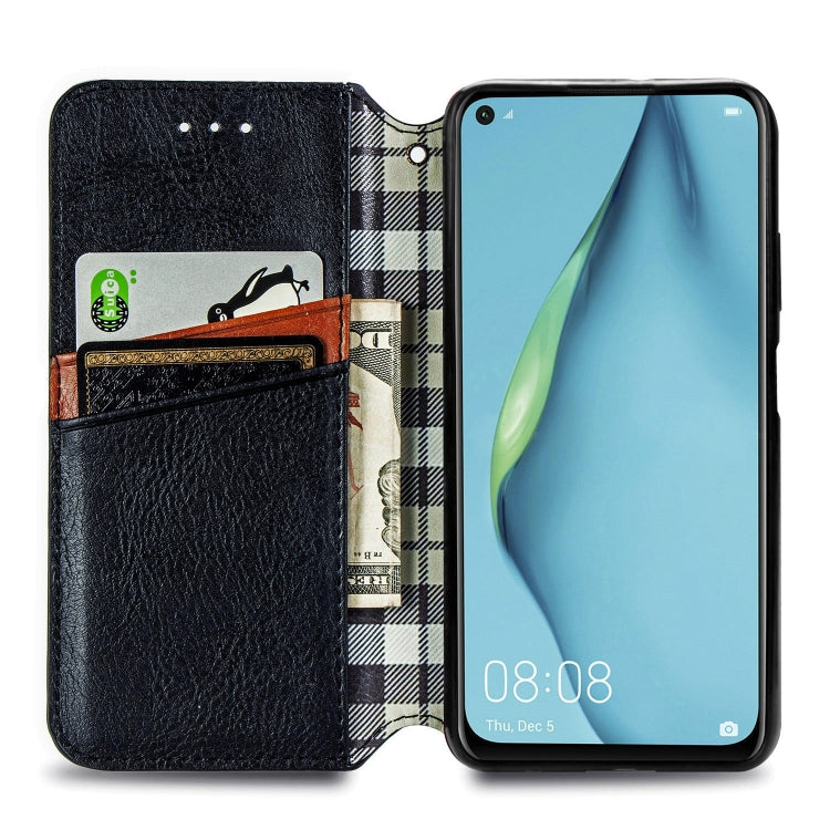For Huawei Nova 6 SE / P40 Lite Cubic Grid Pressed Horizontal Flip Magnetic PU Leather Case with Holder & Card Slots & Wallet