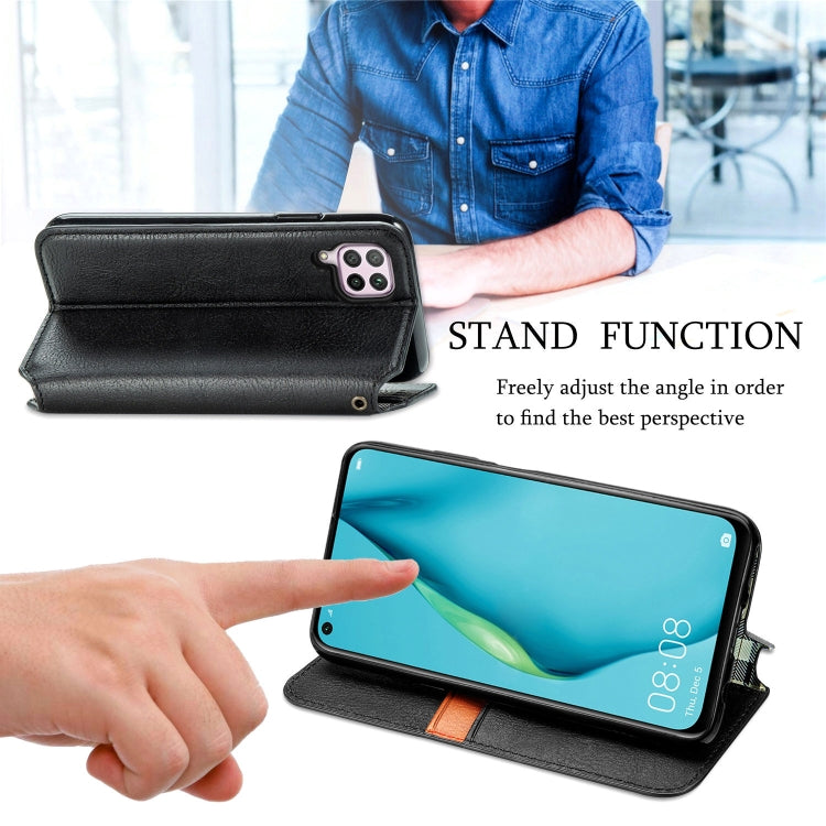 For Huawei Nova 6 SE / P40 Lite Cubic Grid Pressed Horizontal Flip Magnetic PU Leather Case with Holder & Card Slots & Wallet