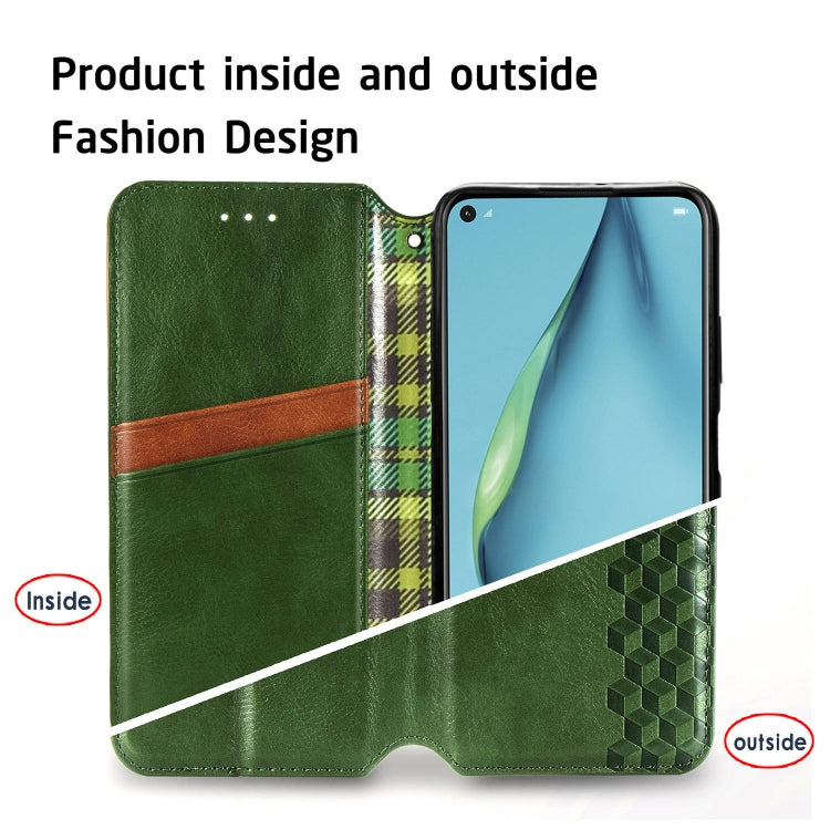 For Huawei Nova 6 SE / P40 Lite Cubic Grid Pressed Horizontal Flip Magnetic PU Leather Case with Holder & Card Slots & Wallet