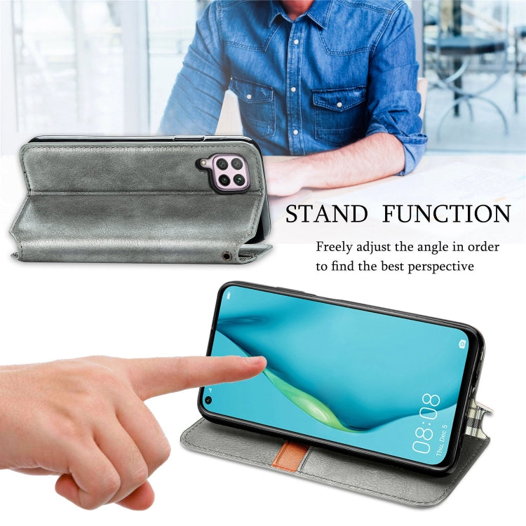For Huawei Nova 6 SE / P40 Lite Cubic Grid Pressed Horizontal Flip Magnetic PU Leather Case with Holder & Card Slots & Wallet