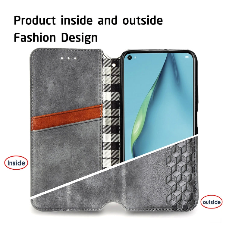 For Huawei Nova 6 SE / P40 Lite Cubic Grid Pressed Horizontal Flip Magnetic PU Leather Case with Holder & Card Slots & Wallet