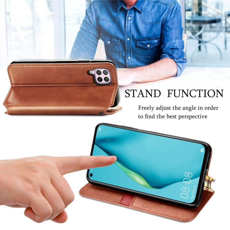 For Huawei Nova 6 SE / P40 Lite Cubic Grid Pressed Horizontal Flip Magnetic PU Leather Case with Holder & Card Slots & Wallet
