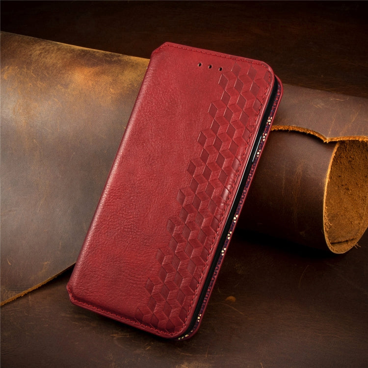 For Huawei Nova 6 SE / P40 Lite Cubic Grid Pressed Horizontal Flip Magnetic PU Leather Case with Holder & Card Slots & Wallet