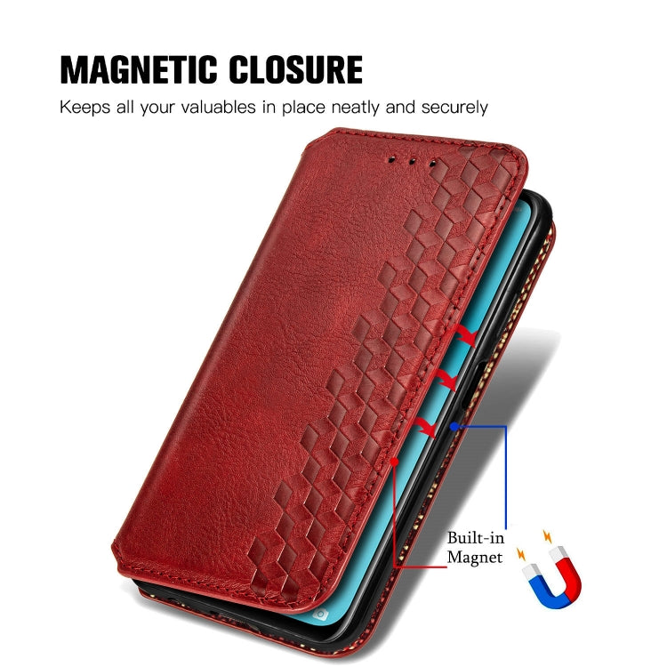 For Huawei Nova 6 SE / P40 Lite Cubic Grid Pressed Horizontal Flip Magnetic PU Leather Case with Holder & Card Slots & Wallet