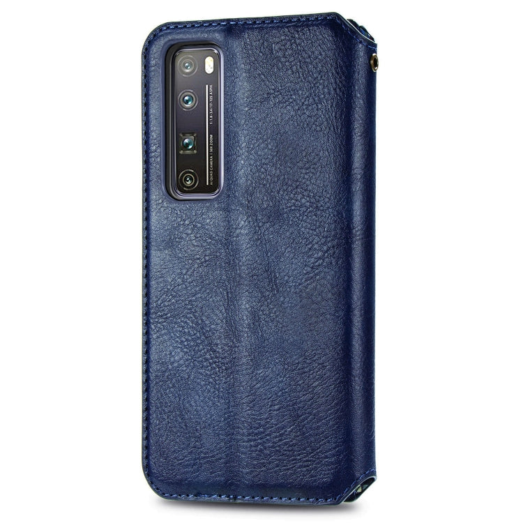 For Huawei Nova 7 Pro Cubic Grid Pressed Horizontal Flip Magnetic PU Leather Case with Holder & Card Slots & Wallet