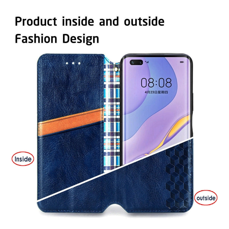 For Huawei Nova 7 Pro Cubic Grid Pressed Horizontal Flip Magnetic PU Leather Case with Holder & Card Slots & Wallet