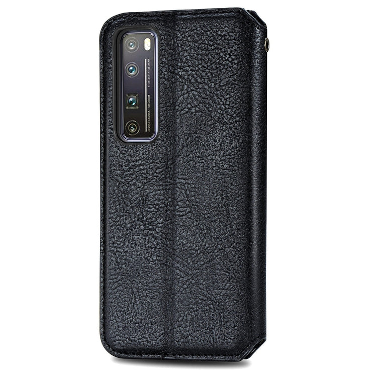 For Huawei Nova 7 Pro Cubic Grid Pressed Horizontal Flip Magnetic PU Leather Case with Holder & Card Slots & Wallet