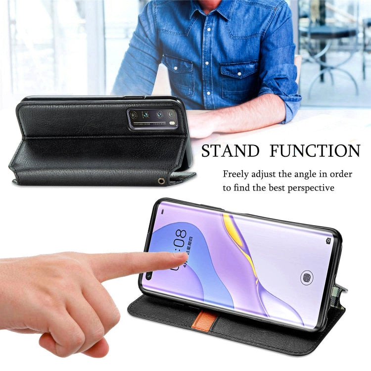 For Huawei Nova 7 Pro Cubic Grid Pressed Horizontal Flip Magnetic PU Leather Case with Holder & Card Slots & Wallet