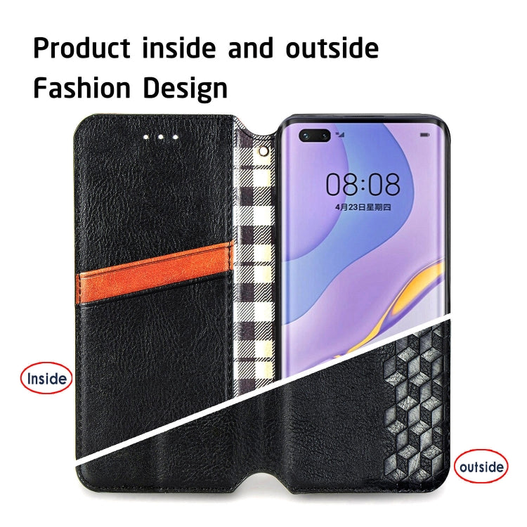 For Huawei Nova 7 Pro Cubic Grid Pressed Horizontal Flip Magnetic PU Leather Case with Holder & Card Slots & Wallet