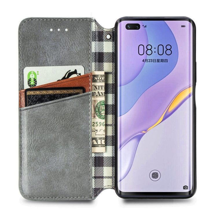 For Huawei Nova 7 Pro Cubic Grid Pressed Horizontal Flip Magnetic PU Leather Case with Holder & Card Slots & Wallet