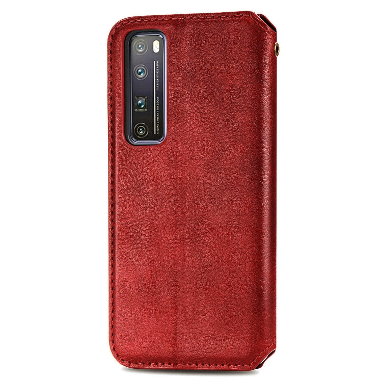 For Huawei Nova 7 Pro Cubic Grid Pressed Horizontal Flip Magnetic PU Leather Case with Holder & Card Slots & Wallet