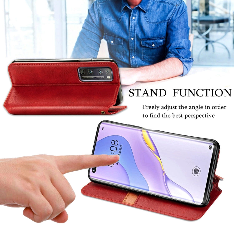 For Huawei Nova 7 Pro Cubic Grid Pressed Horizontal Flip Magnetic PU Leather Case with Holder & Card Slots & Wallet