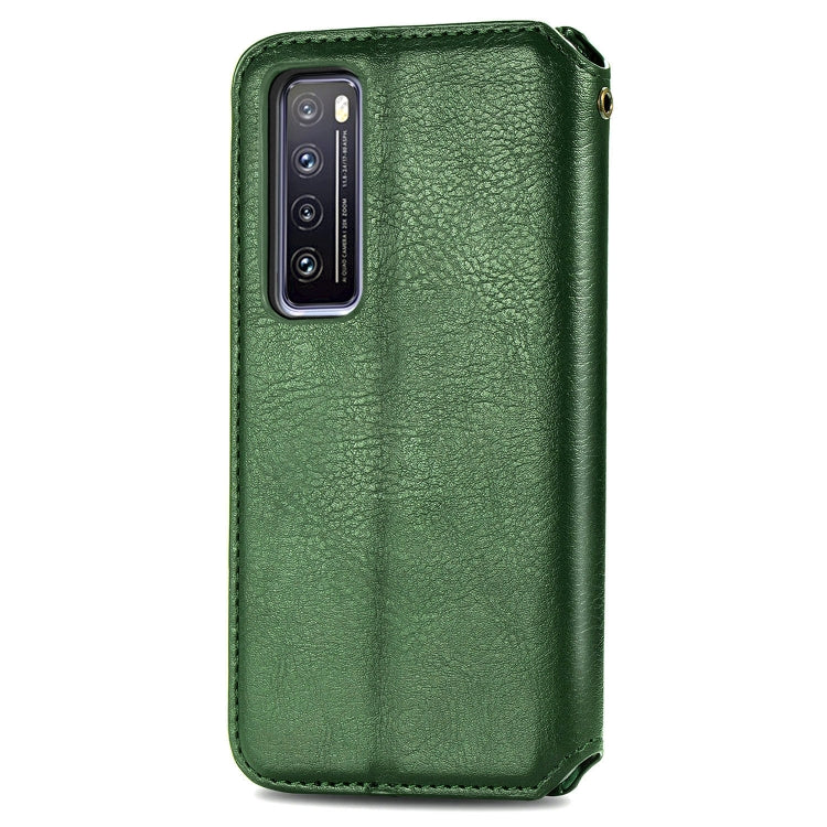 For Huawei Nova 7 Cubic Grid Pressed Horizontal Flip Magnetic PU Leather Case with Holder & Card Slots & Wallet