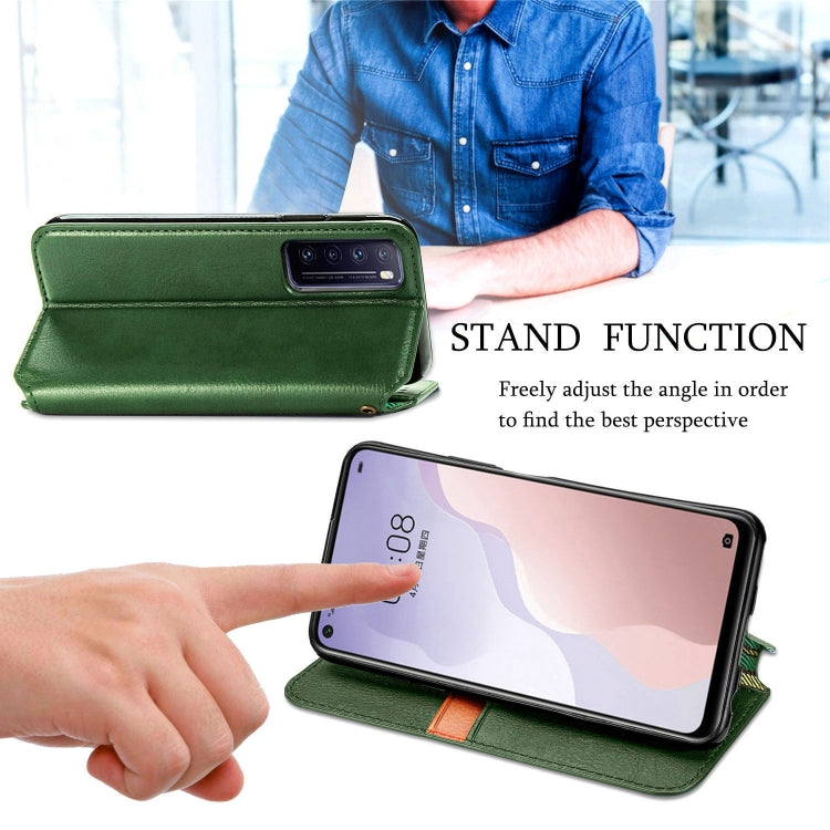 For Huawei Nova 7 Cubic Grid Pressed Horizontal Flip Magnetic PU Leather Case with Holder & Card Slots & Wallet