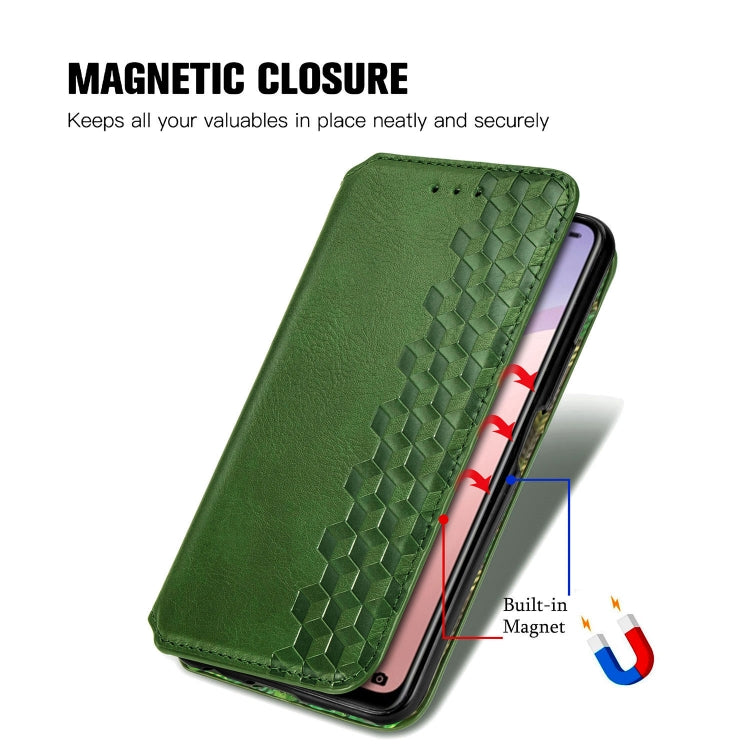 For Huawei Nova 7 Cubic Grid Pressed Horizontal Flip Magnetic PU Leather Case with Holder & Card Slots & Wallet