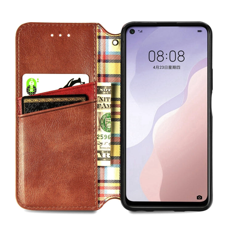 For Huawei Nova 7 Cubic Grid Pressed Horizontal Flip Magnetic PU Leather Case with Holder & Card Slots & Wallet