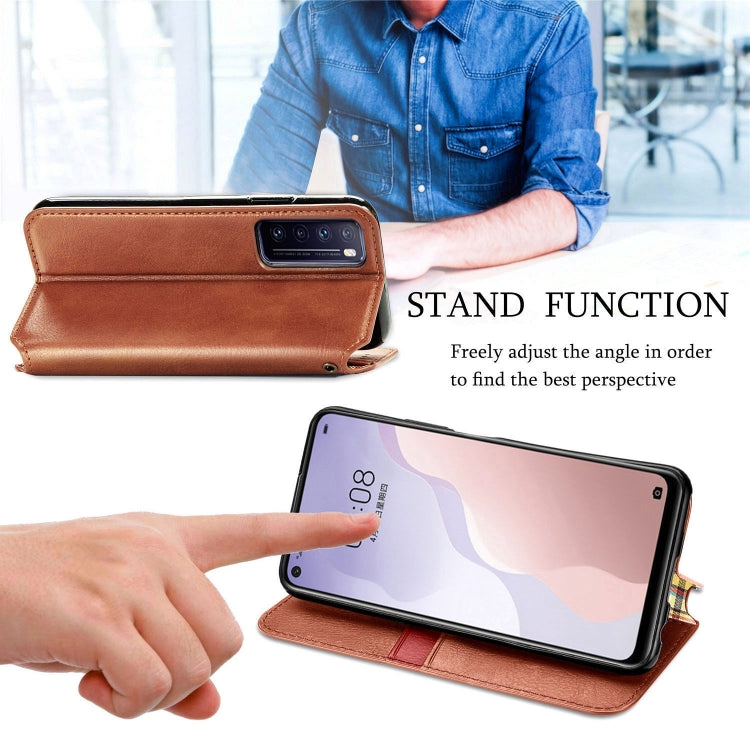 For Huawei Nova 7 Cubic Grid Pressed Horizontal Flip Magnetic PU Leather Case with Holder & Card Slots & Wallet