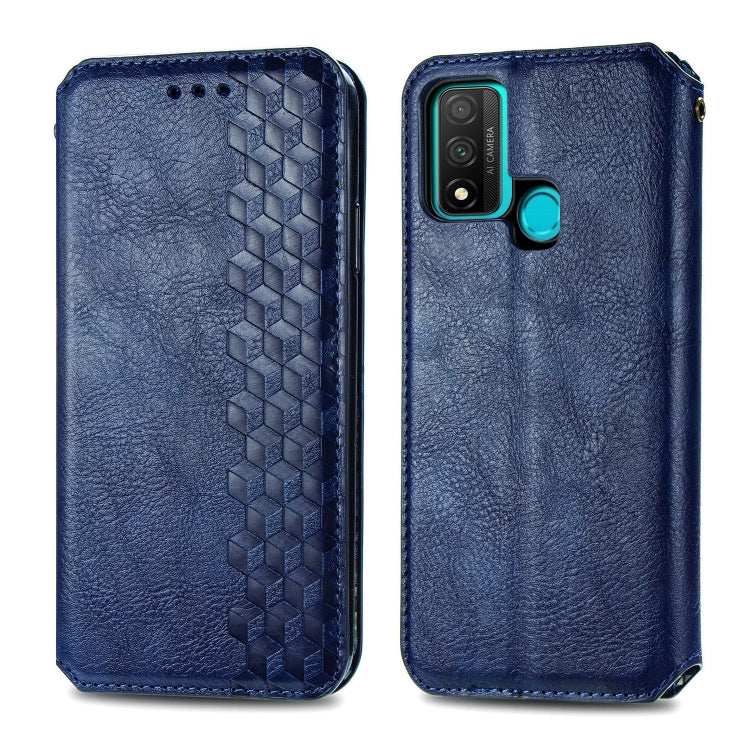 For Huawei P Smart 2020 Cubic Grid Pressed Horizontal Flip Magnetic PU Leather Case with Holder & Card Slots & Wallet
