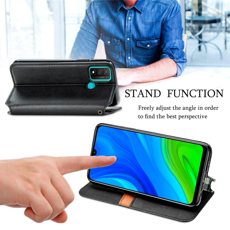 For Huawei P Smart 2020 Cubic Grid Pressed Horizontal Flip Magnetic PU Leather Case with Holder & Card Slots & Wallet