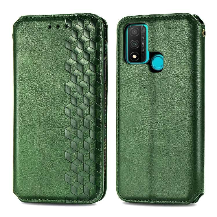 For Huawei P Smart 2020 Cubic Grid Pressed Horizontal Flip Magnetic PU Leather Case with Holder & Card Slots & Wallet