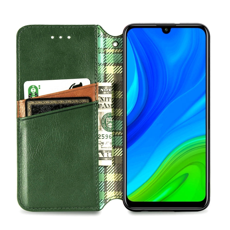 For Huawei P Smart 2020 Cubic Grid Pressed Horizontal Flip Magnetic PU Leather Case with Holder & Card Slots & Wallet
