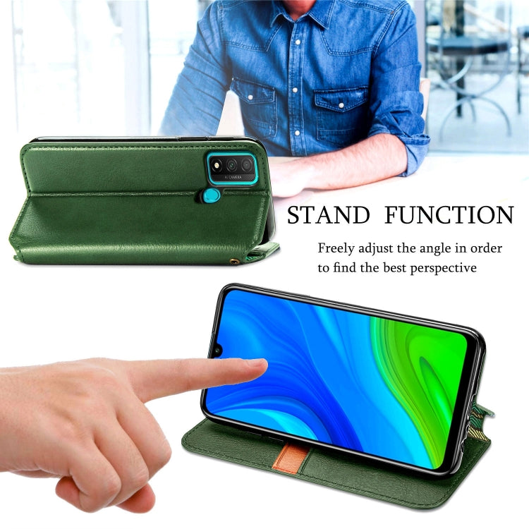 For Huawei P Smart 2020 Cubic Grid Pressed Horizontal Flip Magnetic PU Leather Case with Holder & Card Slots & Wallet