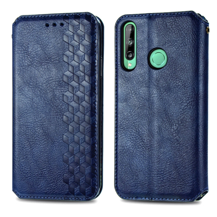 For Huawei P40 Lite E / Y7p Cubic Grid Pressed Horizontal Flip Magnetic PU Leather Case with Holder & Card Slots & Wallet