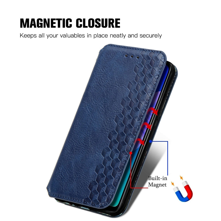 For Huawei P40 Lite E / Y7p Cubic Grid Pressed Horizontal Flip Magnetic PU Leather Case with Holder & Card Slots & Wallet