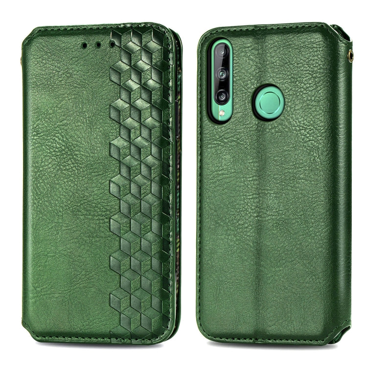 For Huawei P40 Lite E / Y7p Cubic Grid Pressed Horizontal Flip Magnetic PU Leather Case with Holder & Card Slots & Wallet