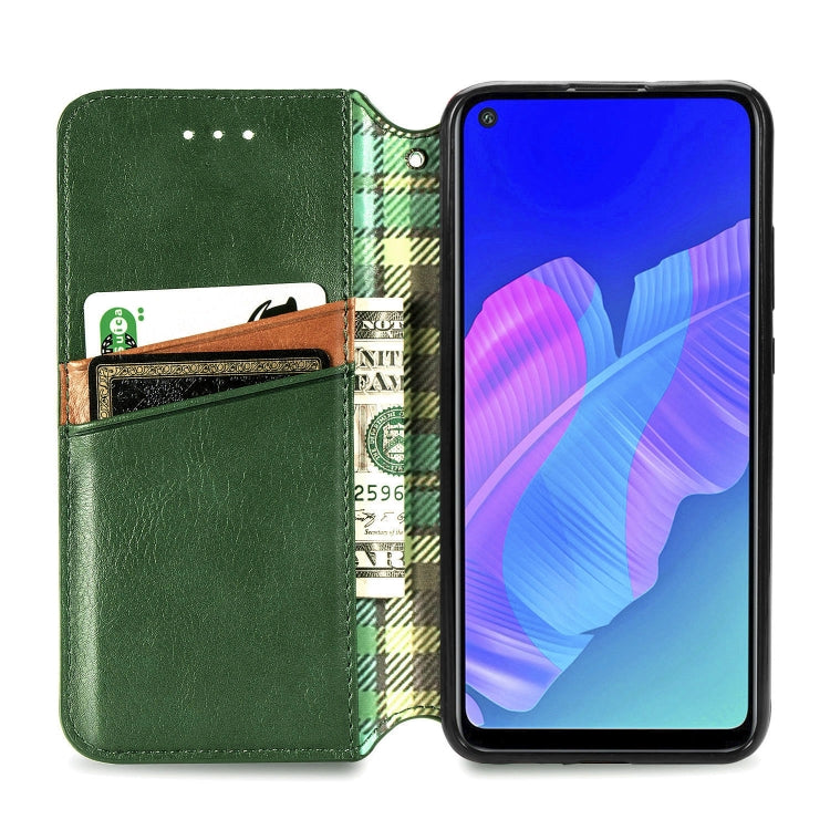 For Huawei P40 Lite E / Y7p Cubic Grid Pressed Horizontal Flip Magnetic PU Leather Case with Holder & Card Slots & Wallet