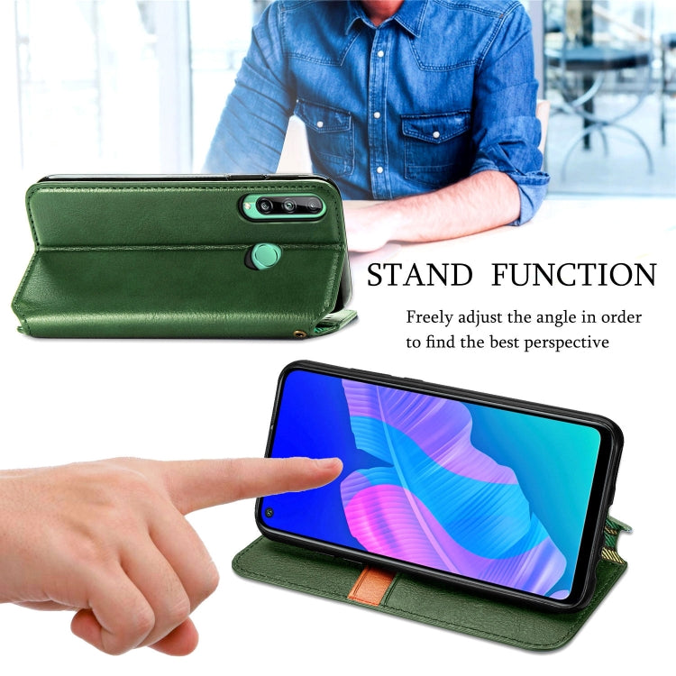 For Huawei P40 Lite E / Y7p Cubic Grid Pressed Horizontal Flip Magnetic PU Leather Case with Holder & Card Slots & Wallet