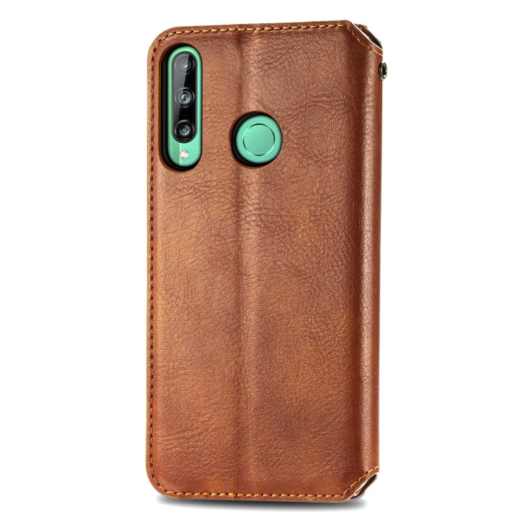 For Huawei P40 Lite E / Y7p Cubic Grid Pressed Horizontal Flip Magnetic PU Leather Case with Holder & Card Slots & Wallet