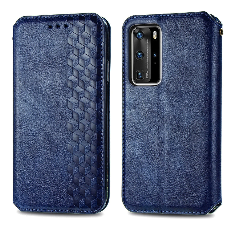 For Huawei P40 Pro Cubic Grid Pressed Horizontal Flip Magnetic PU Leather Case with Holder & Card Slots & Wallet