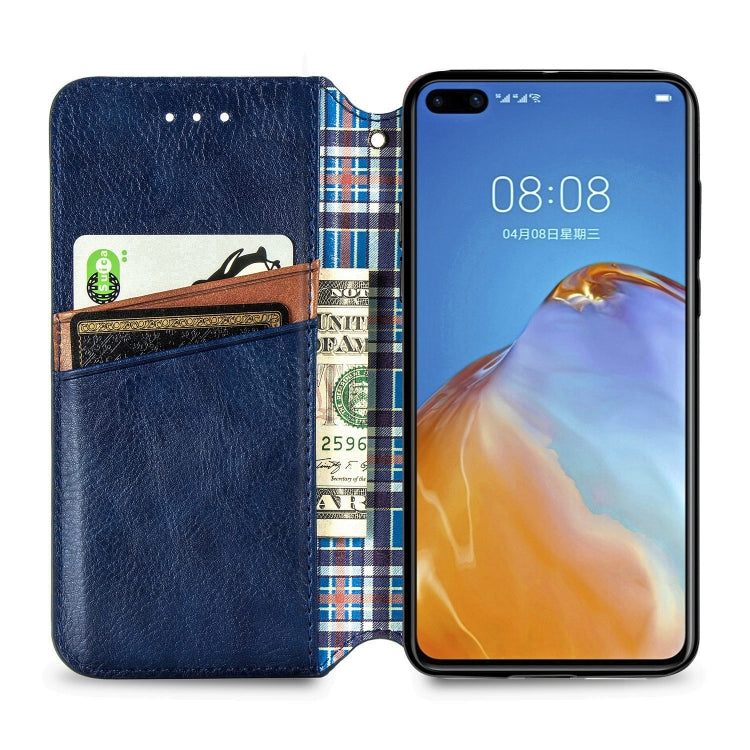 For Huawei P40 Pro Cubic Grid Pressed Horizontal Flip Magnetic PU Leather Case with Holder & Card Slots & Wallet