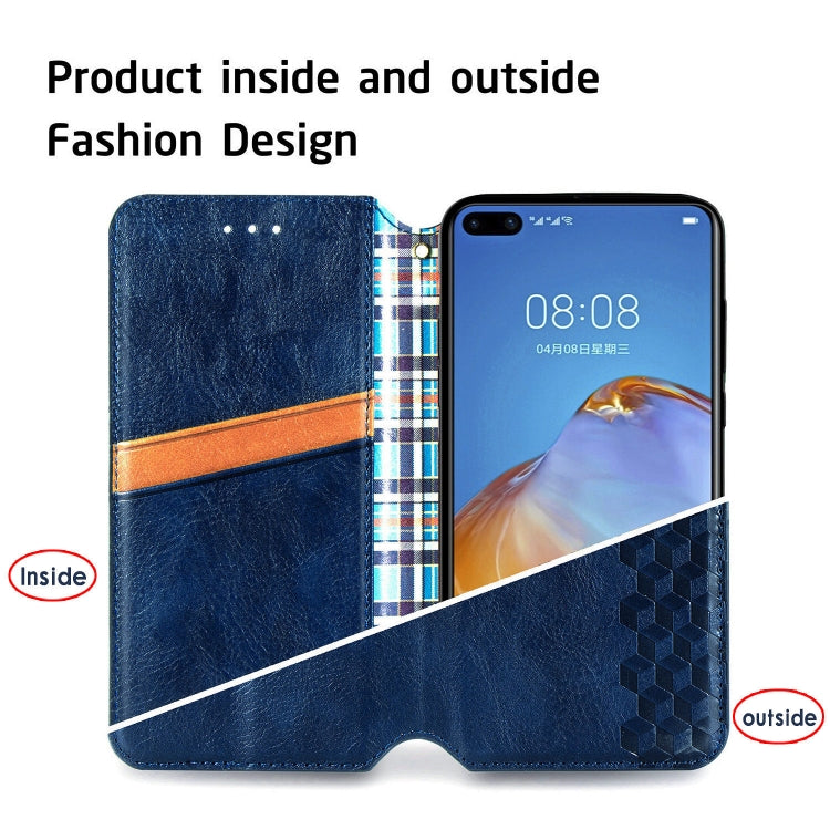 For Huawei P40 Pro Cubic Grid Pressed Horizontal Flip Magnetic PU Leather Case with Holder & Card Slots & Wallet