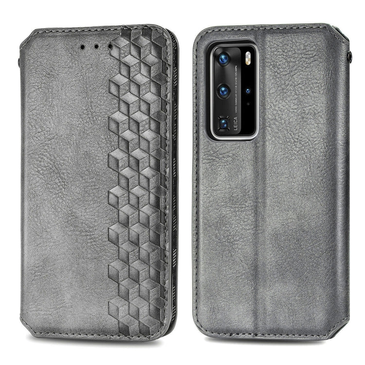 For Huawei P40 Pro Cubic Grid Pressed Horizontal Flip Magnetic PU Leather Case with Holder & Card Slots & Wallet